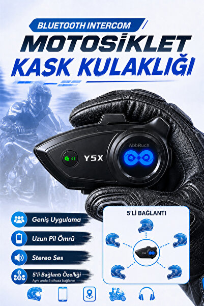 Abbruch Y5X Bluetooth İntercom Motosiklet Kask Kulaklığı Güçlü Ses Ve Mikrofo...