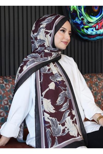 AFVENTE Lale Desen Bordo Soft Pamuk Şal