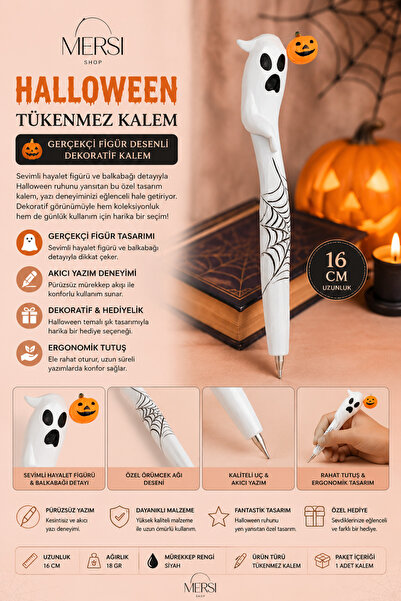 Mersi SHOP قلم حبر جاف للهالوين |   قلم زخرفي منقوش بتصميم واقعي 16 سم