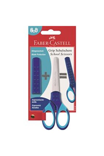 Faber Castell FABER-CASTELL Foarfece școlare cu mâner albastru pentru protecție