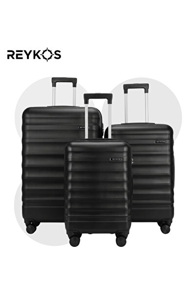 REYKOS Rey-Way Siyah Unisex 3’lü Valiz Seti (Büyük-Orta-Kabin)