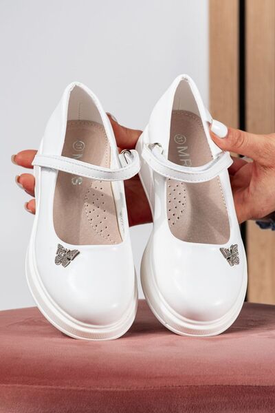 Zaira Pantofi fete albi din piele ecologica Sara #24644 - 36
