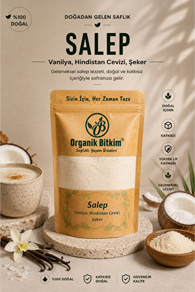 OB Organik Bitkim Salep (VANİLYA, HİNDİSTAN CEVİZİ,ŞEKER) 150 gr