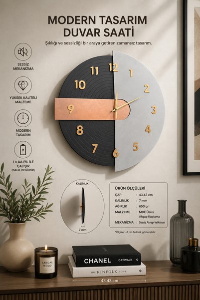 Nixar Desing Bozcali 3 Duvar Saati, Rustik Duvar Saati,vintage Saat,ahşap Duvar Saat, Dekoratif Saat, Wall Clock