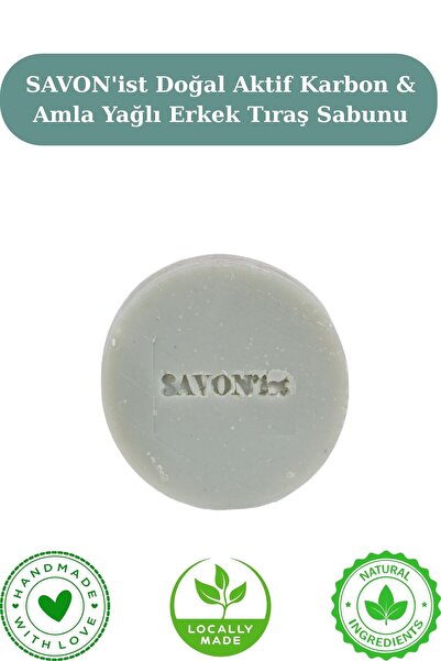 SAVON'ist Doğal Aktif Karbon & Amla Yağlı Erkek Tıraş Sabunu Saç ve Sakal Güç...