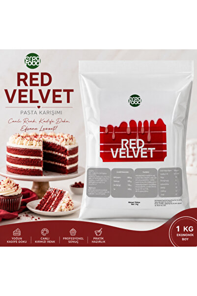 ergo food Red Velvet Kek 1 Kg Profesyonel Kadife Dokulu Kırmızı Kek Mix