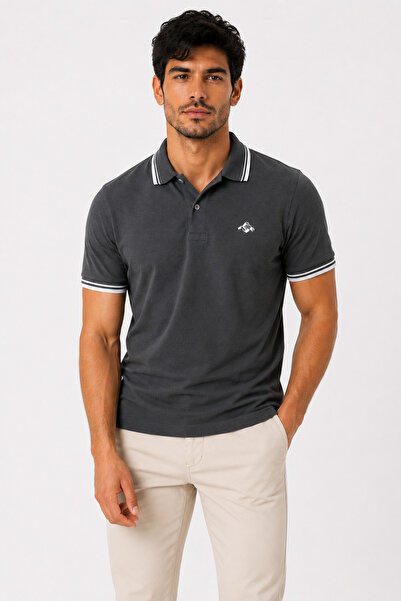 Mesh Tricou afumat cu guler polo pentru bărbați 100% bumbac, model segmentat ...