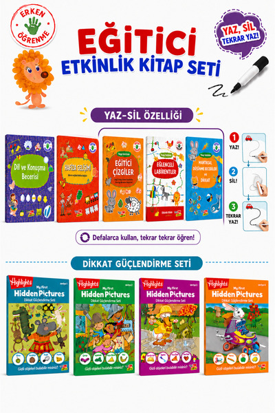 Dikkat Atölyesi Yayınları My First 4'lü Set ve 2-4 yaş evde Etkinlik 5'li Set...