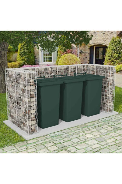 Concept Gabion triplu îngrădire pubelă, oțel, 250 x 100 x 120 cm