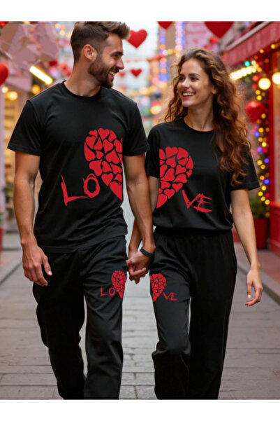 Oceanwear Black Plain Tracksuit with Love Written on the Bottom and Heart Pri...