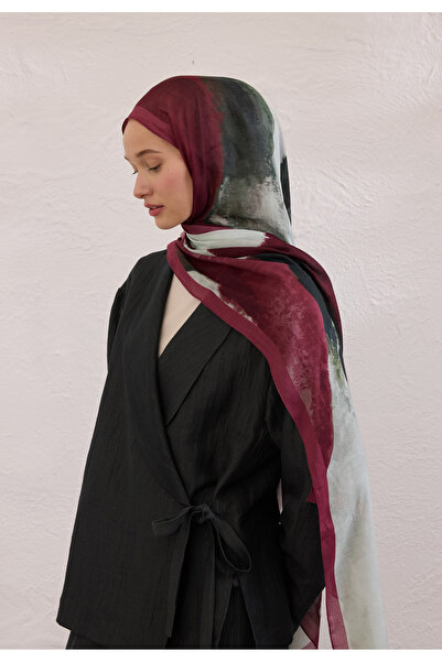 Freshscarfs Color Waves Desen Rami Şal Bordo