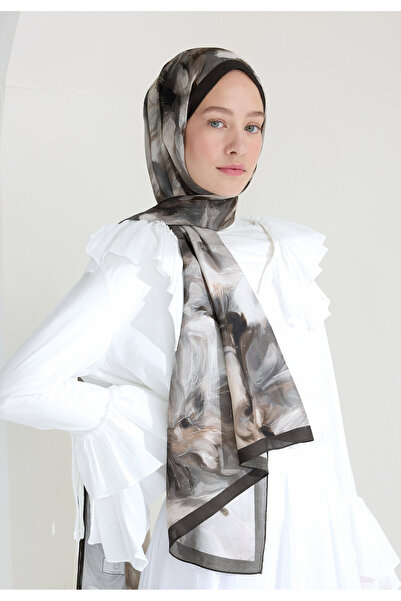 Freshscarfs Melaına Floş Viskon Şal Vizon
