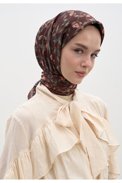 Freshscarfs Eșarfă Leana Desen din bumbac și viscoză, roșu claret