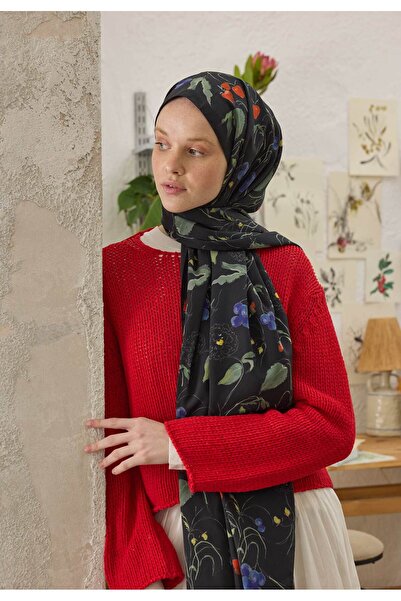 Freshscarfs Strawberry Desen Şal Siyah