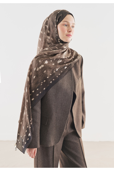 Freshscarfs Vizon Fawn Desenli Pamuk Viskon Şal