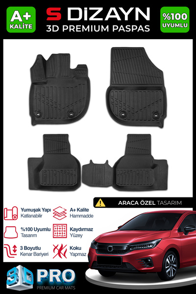 S Dizayn S-Dizayn Honda City 3D Pro Havuzlu Paspas 2021 Üzeri A+ Kalite 3DS-S...