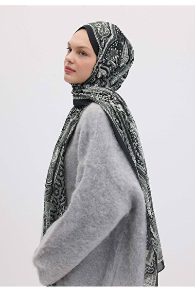 Freshscarfs Μαύρο έθνικ σάλι με φλοράλ σχέδιο