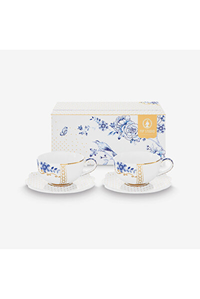 Pip Studio Royal White Mavi Beyaz Porselen Kahve Fincan Seti 125 Ml