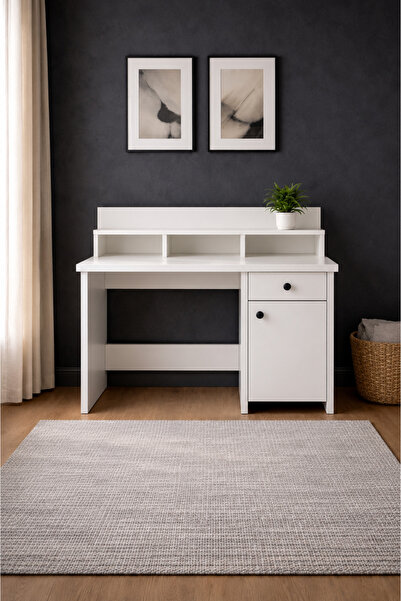 MOBİX HOME MK22 Çalışma Masası Beyaz çekmeceli ve kapaklı