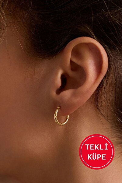 Bayar Gold 14 Ayar Altın İtalyan Parıltı Halka Tekli Küpe