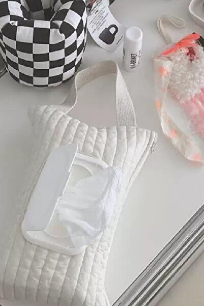 Modakids Askılı Taşınabilir Anne Bebek Fermuarlı Islak Mendil Kılıf Bebek Arabası Beşik Kenarı Kapitone Çanta