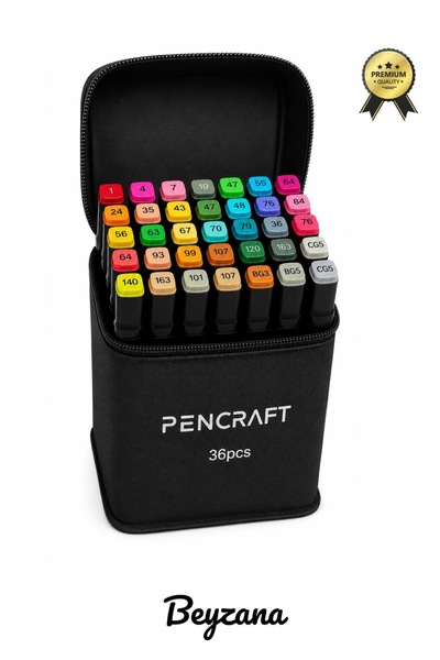 Pencraft 36-Piece Professional Marker Crayons Set with Bag