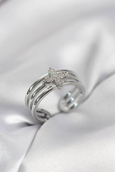 Skygo Silver Color Zircon Stone Clover Model Women's Ring - Tj-Byk4053