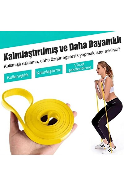 ORVİCA 5 KG Direnç Bandı Kas Geliştirme Lastiği Fitness Pilates Cross Training Bant Sarı - Hafif Sert