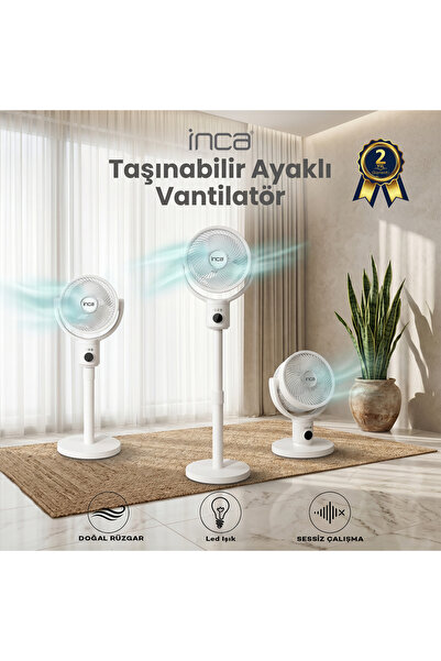 Inca IAF-01B Şarj Edilebilir Ayaklı Vantilatör | 9000 mAh BLDC Sessiz Motorlu...