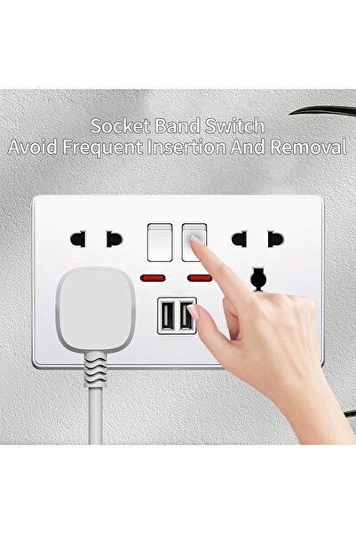 Generic مقبس حائط متعدد الوظائف مع مفتاحين ومنفذي USB – أمان عالي وشحن ذكي
