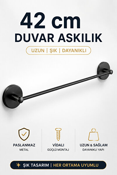 Screw Hanger Towel Rugged Hanger Metal Black Cloth Towel Hanging Hanger Apparatus 42 cm Bathroom Sink
