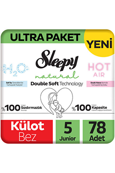 Sleepy Natural Double Soft Ultra Paket Külot Bez 5 Numara Junior 78 Adet