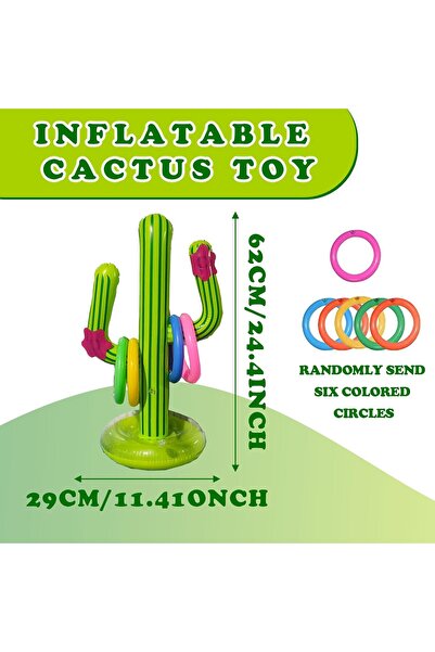Arabest 7-Piece Inflatable Cactus Ring Toss Game Set, 6 Ferrules, 1 Cactus Po...