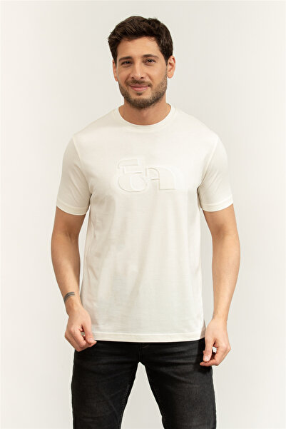 Emporio Armani Men's Short Sleeve Slim Fit Short Length Woven Fabric White T-...