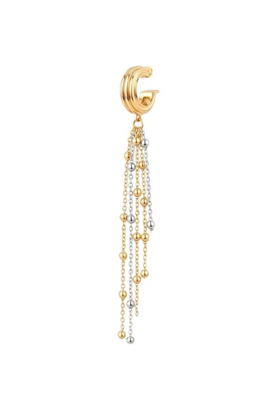 lissstudio Gold Gümüş Çift Renk Sallantılı Kıkırdak Küpe (Earcuff)