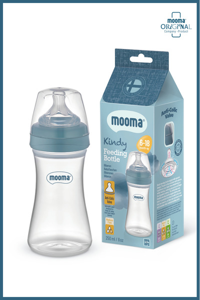 MOOMA Kindy Doğal Tepkili Antikolik PP Biberon 250ml 6-18 Ay Orta Akış - Bowl...