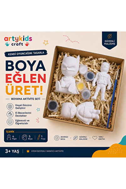 ArtyKids Craft Taş Tozu Boyama Kiti // Süper Kahraman Set 6 // Aile - Çocuk A...
