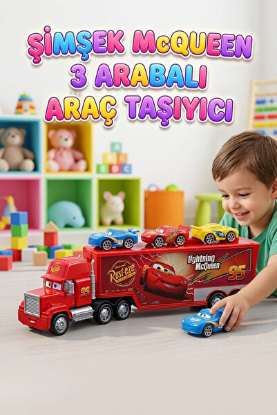 Tıfıl Toys 4 Parçalı 3 Arabalı ve Mack Hauler Görünümlü Dorse Kapağı Açılabil...