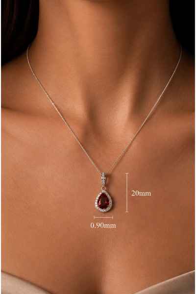 WIN LINE JEWELLERY win line 925 ayar Gümüş kolye yakut renkli Rodyum Kaplama