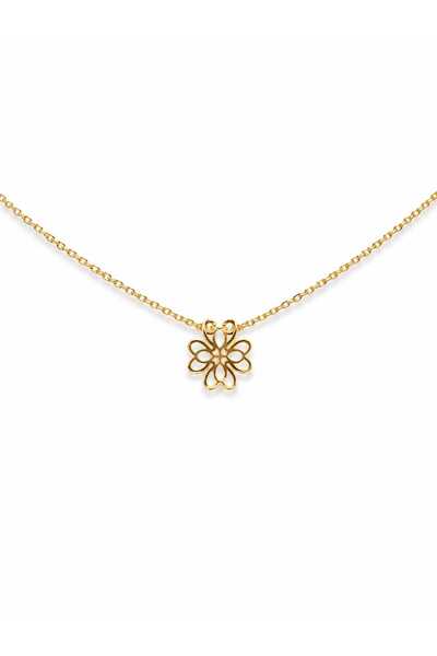 Gold 14K yellow gold chain with a fine and elegant flower pendant