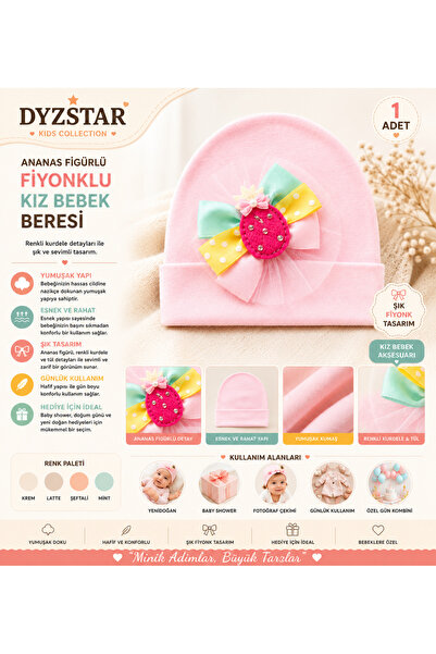 DYZSTAR Pineapple Figured Bowknot Baby Girl Beanie - Soft and Flexible Baby H...