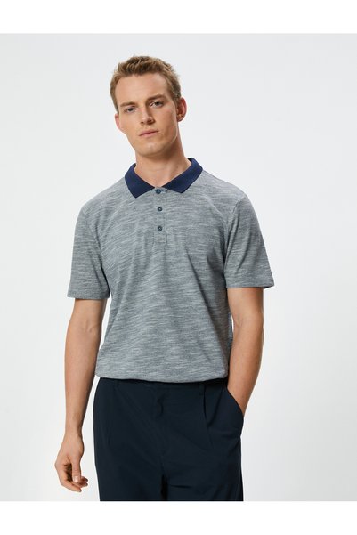 Koton Polo Neck T-Shirt Slim Fit Short Sleeve Buttoned