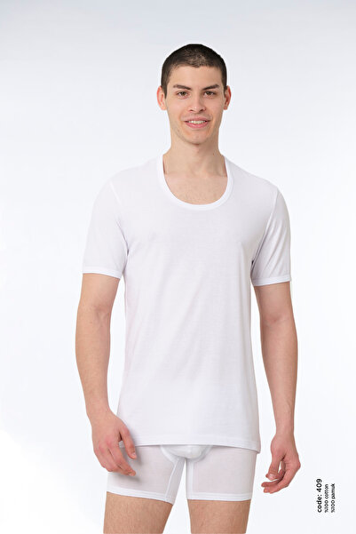 FSM1453 Men's Cotton Round Neck Classic Short Sleeve Undershirt 6-Piece - 409...