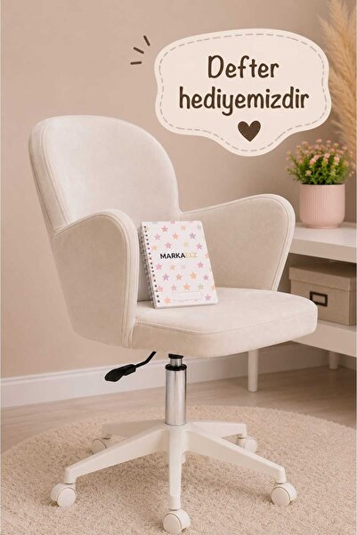 MARKAELZ KELEBEK BEYAZ AYAKLI ÇALIŞMA SANDALYESİ