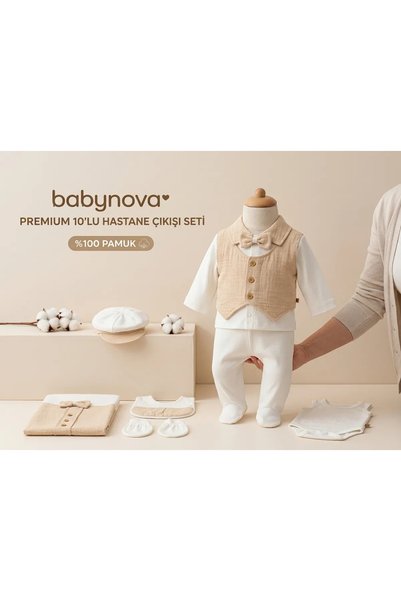babyist Babynova 100% Cotton Premium 10-Piece Newborn Hospital Discharge Set (0–3 Months)