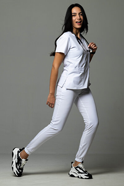 tag Costum medical PREMIUM EVA pentru femei, alb