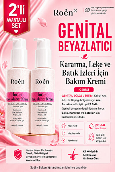 Roen Genital Bölge Beyazlatıcı Krem, Kojik Asit & Niacinamide İçerikli İntim ...