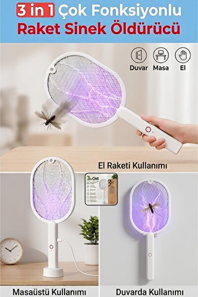 Sweet Ela Raket Sinek Öldürücü El Tipi Duvar Asma ve Dikey Masa Üstü Aparatlı...