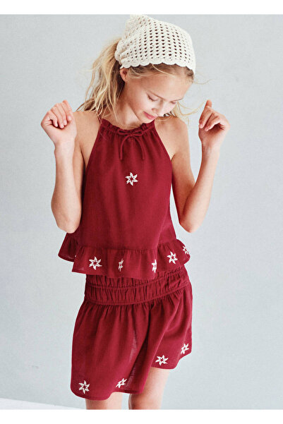 MANGO Kids İşlemeli çiçek desenli etek