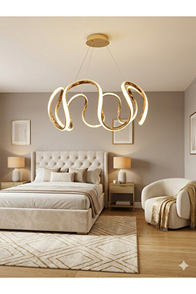 Zeya Lighting Yüksek Aydınlatmalı Bulut  Model Gold kaplama sarkıt modern 3 r...